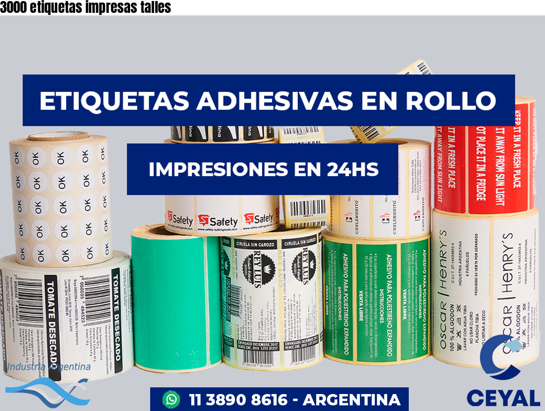 3000 etiquetas impresas talles