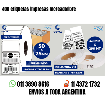 400 etiquetas impresas mercadolibre