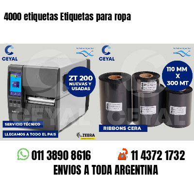 4000 etiquetas Etiquetas para ropa