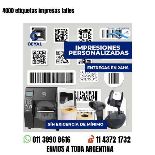 4000 etiquetas impresas talles