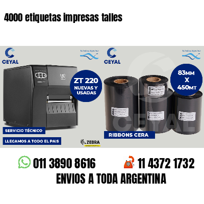 4000 etiquetas impresas talles