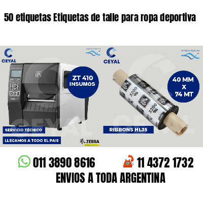 50 etiquetas Etiquetas de talle para ropa deportiva