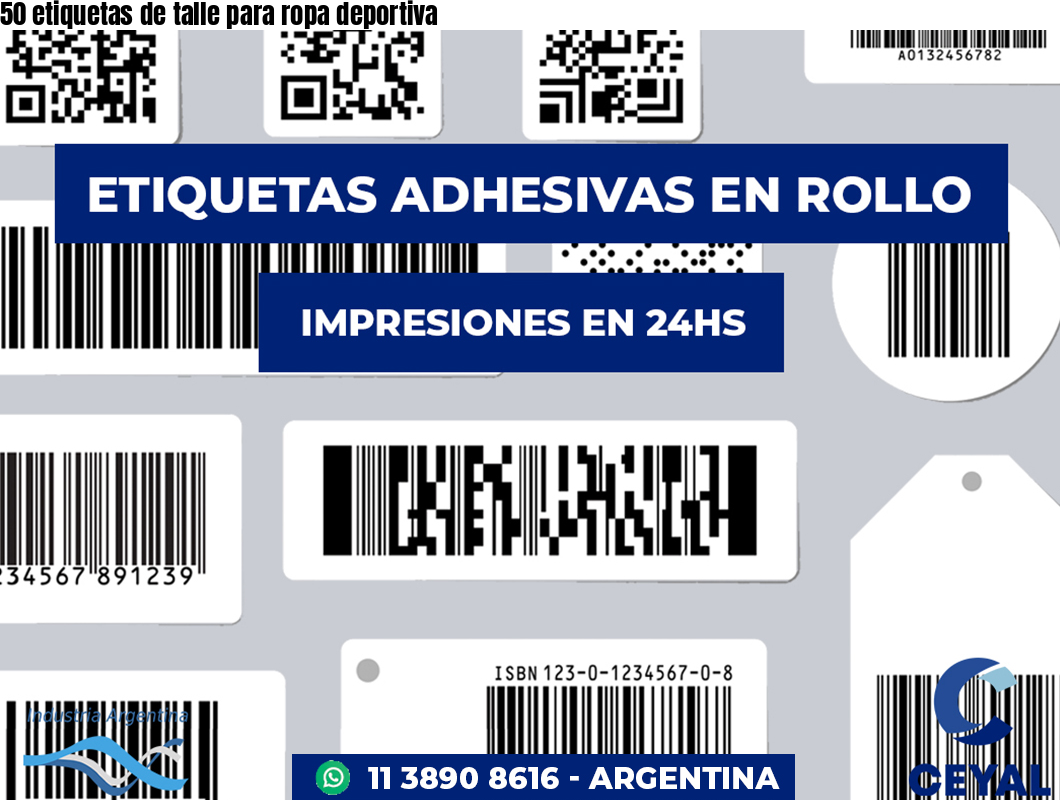 50 etiquetas de talle para ropa deportiva