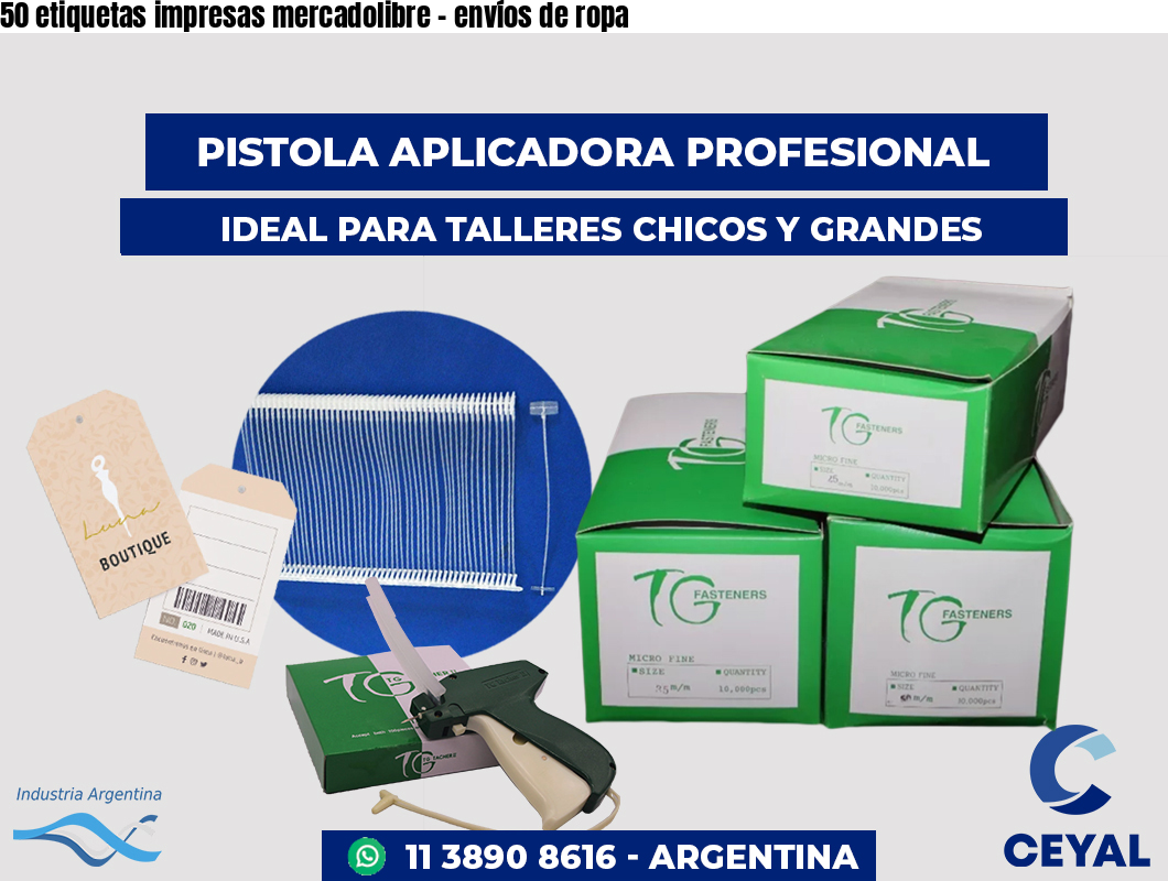 50 etiquetas impresas mercadolibre - envíos de ropa
