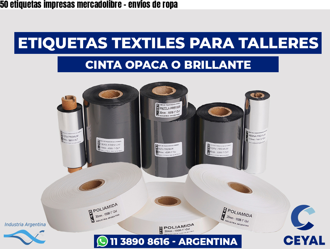 50 etiquetas impresas mercadolibre – envíos de ropa