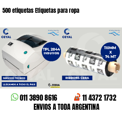 500 etiquetas Etiquetas para ropa