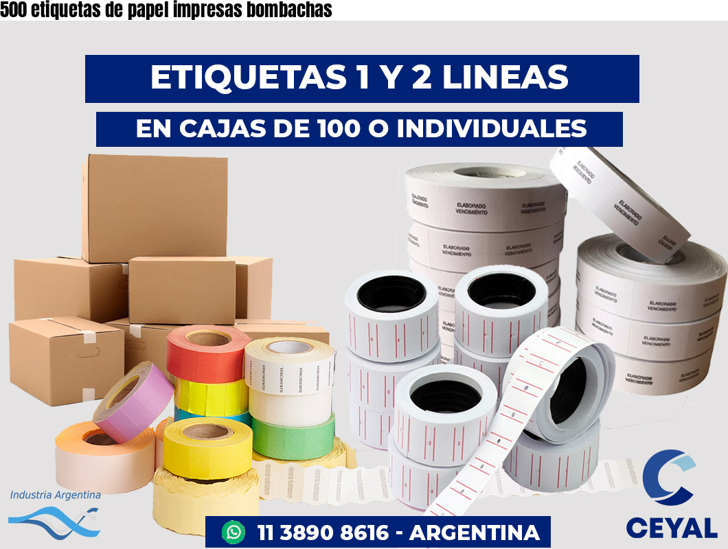 500 etiquetas de papel impresas bombachas