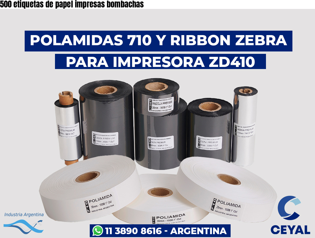 500 etiquetas de papel impresas bombachas