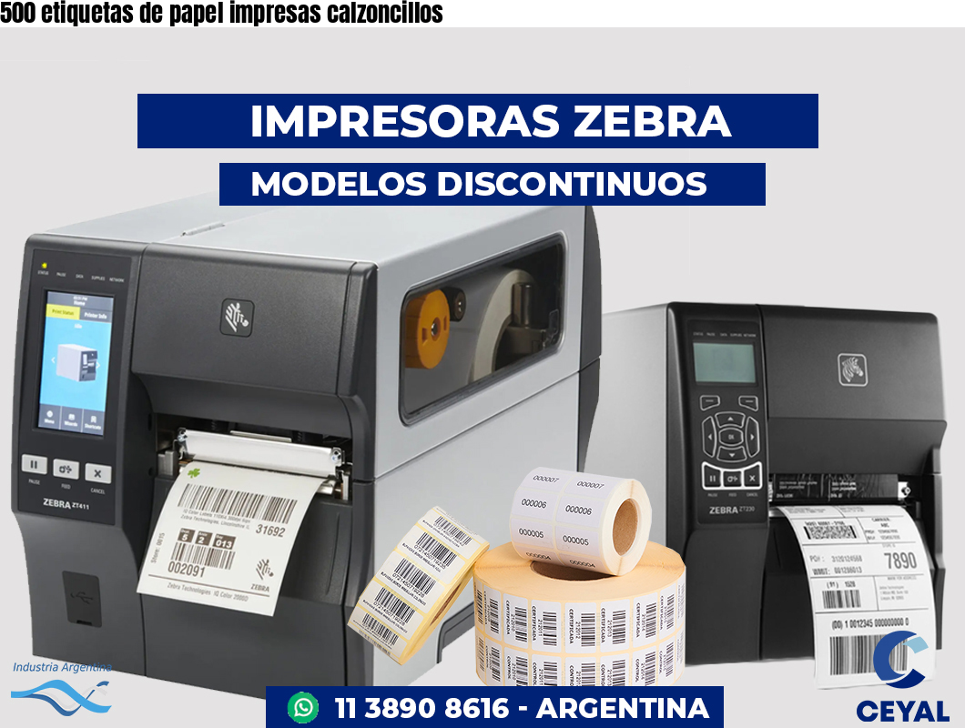 500 etiquetas de papel impresas calzoncillos