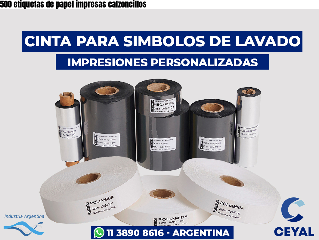 500 etiquetas de papel impresas calzoncillos