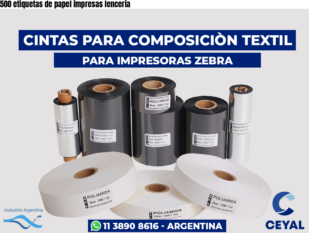 500 etiquetas de papel impresas lenceria