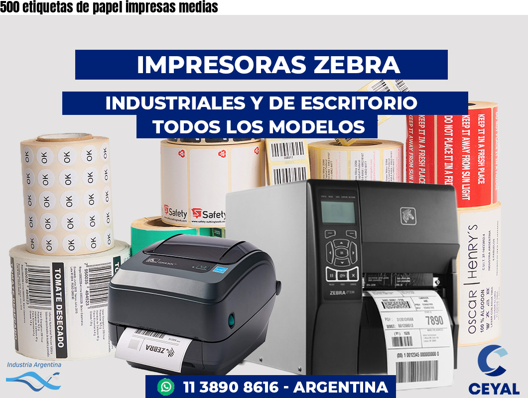 500 etiquetas de papel impresas medias