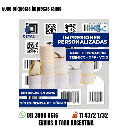5000 etiquetas impresas talles