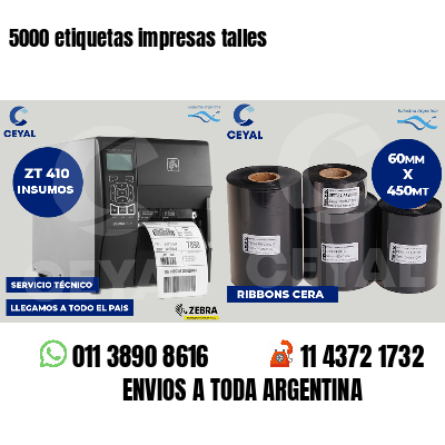 5000 etiquetas impresas talles