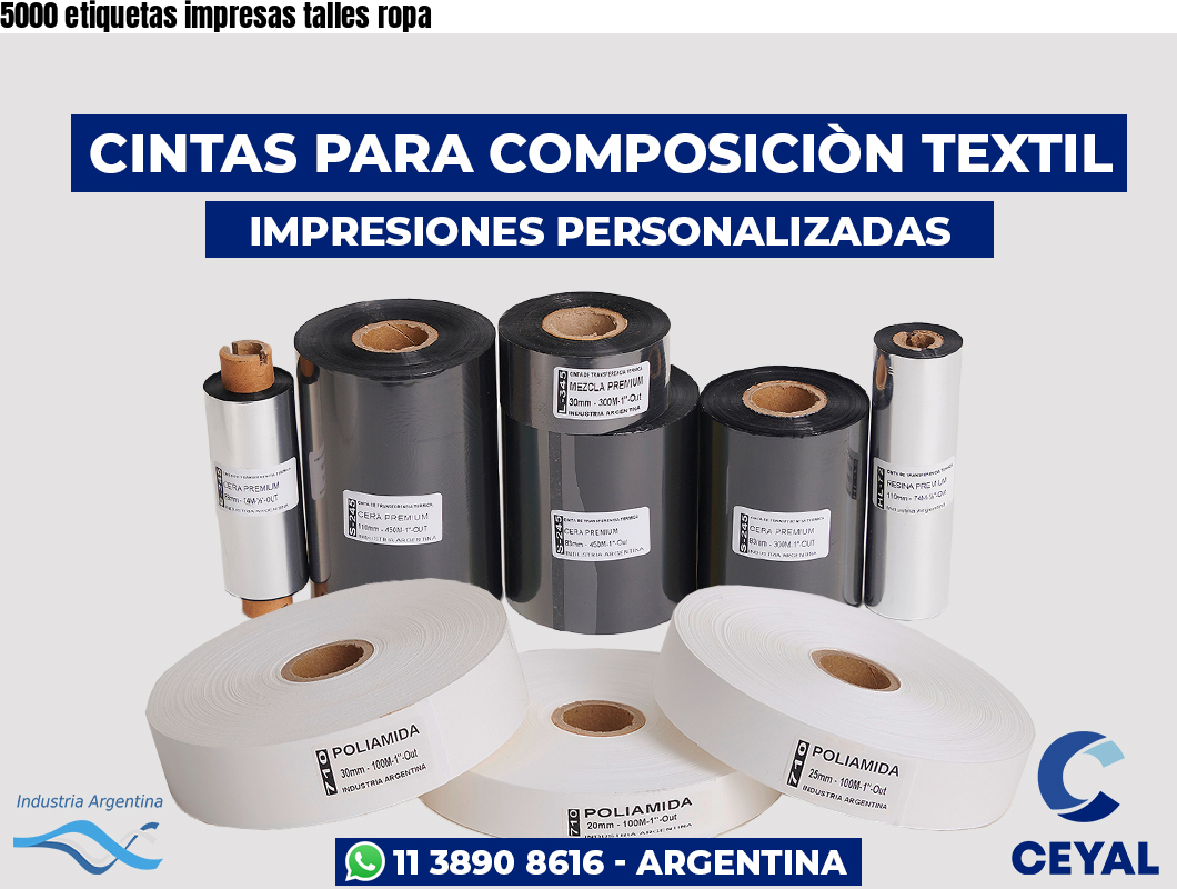 5000 etiquetas impresas talles ropa