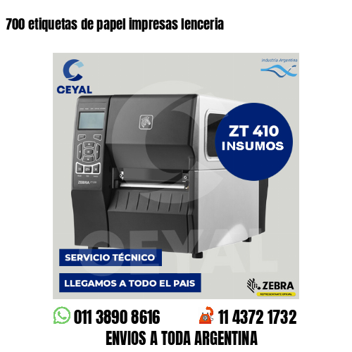 700 etiquetas de papel impresas lenceria