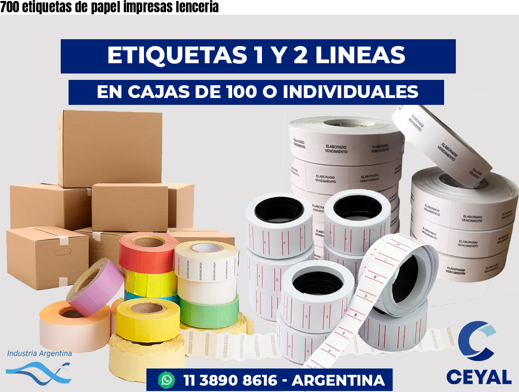700 etiquetas de papel impresas lenceria