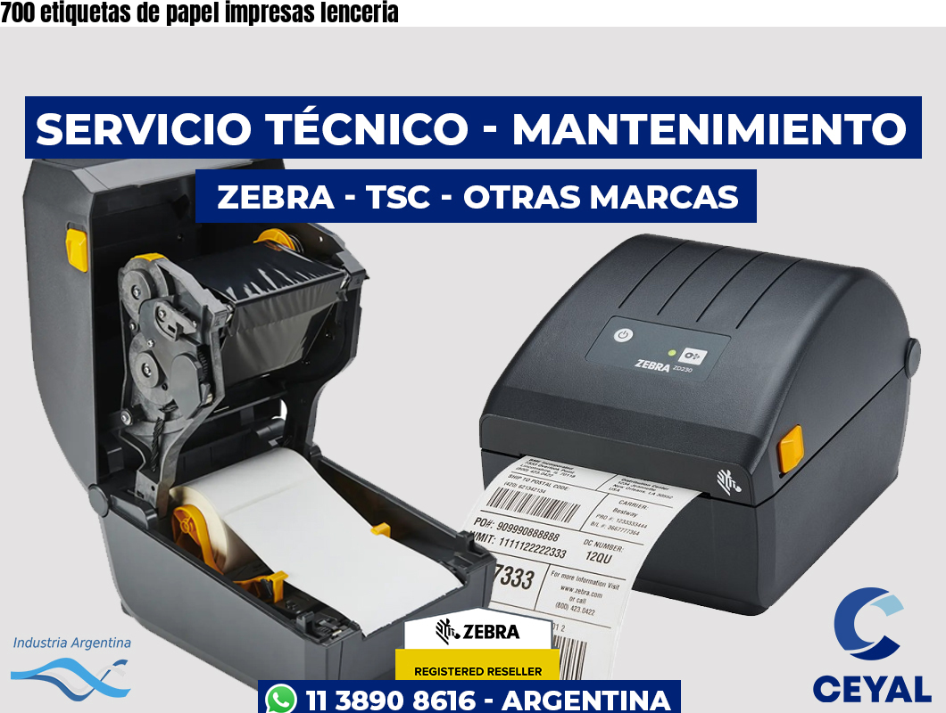 700 etiquetas de papel impresas lenceria