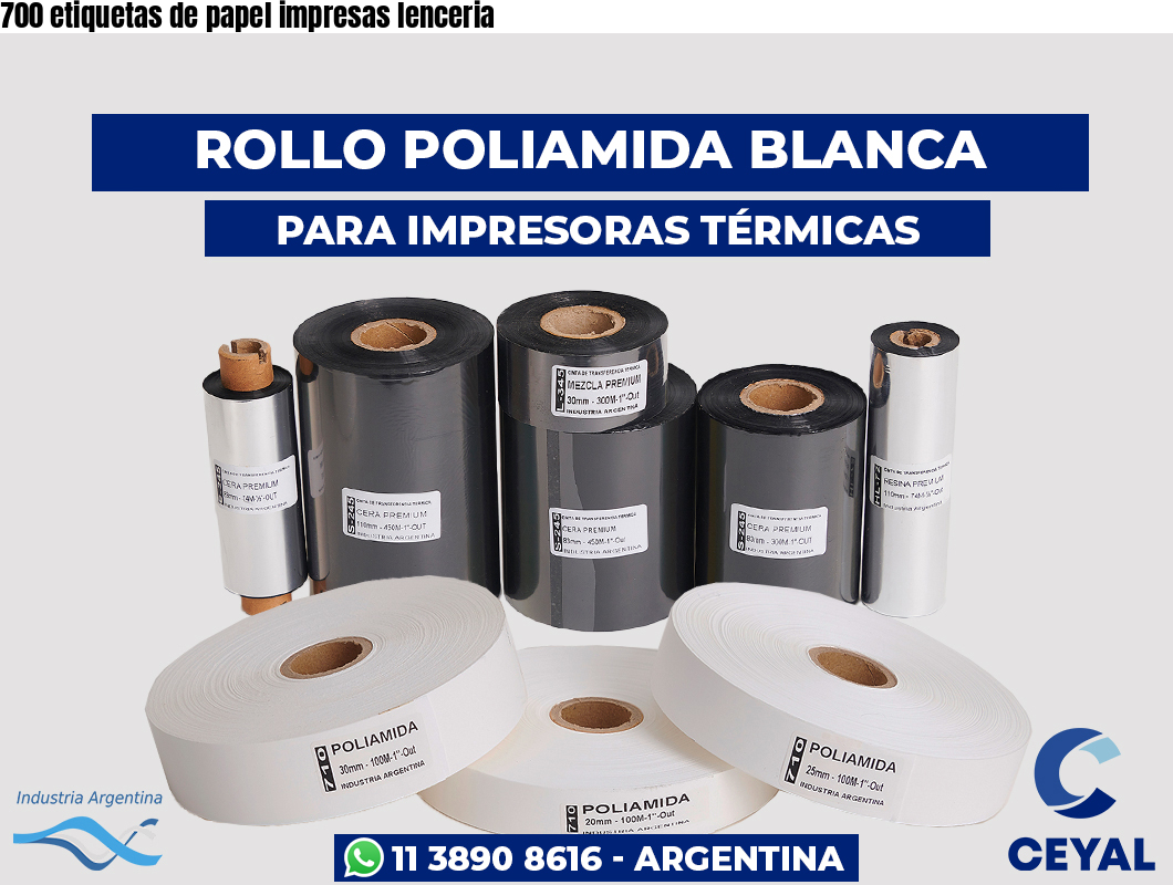 700 etiquetas de papel impresas lenceria