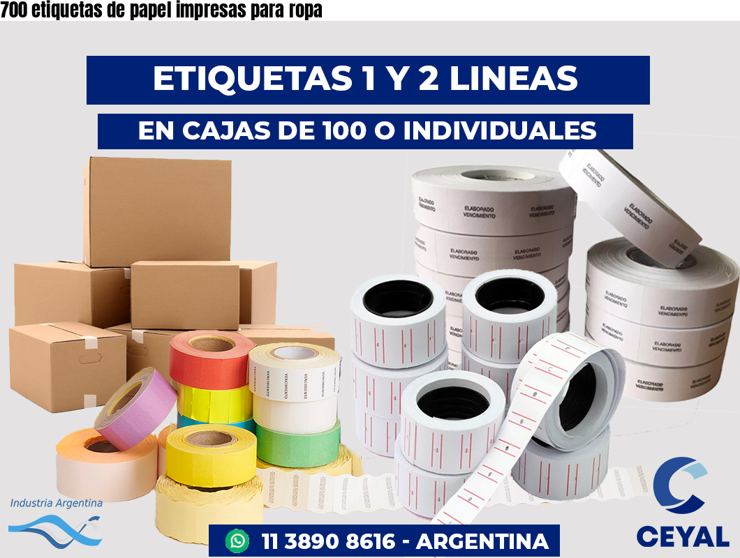 700 etiquetas de papel impresas para ropa