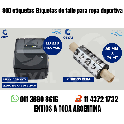800 etiquetas Etiquetas de talle para ropa deportiva