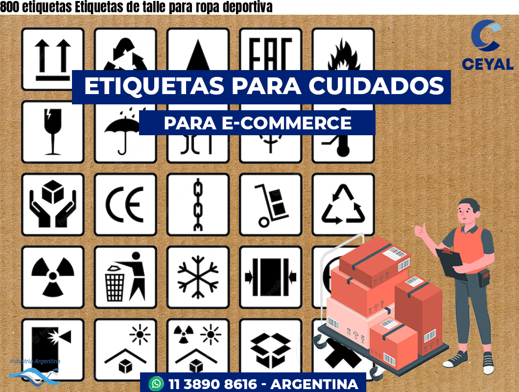 800 etiquetas Etiquetas de talle para ropa deportiva