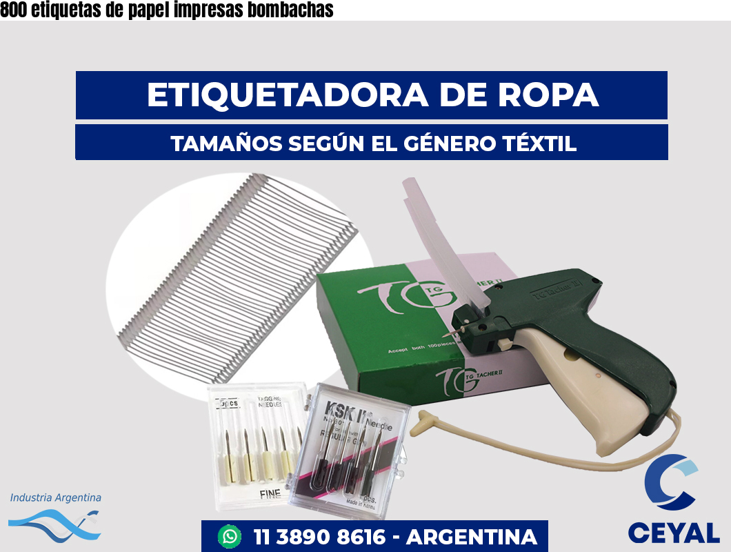 800 etiquetas de papel impresas bombachas