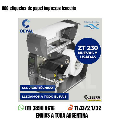 800 etiquetas de papel impresas lenceria
