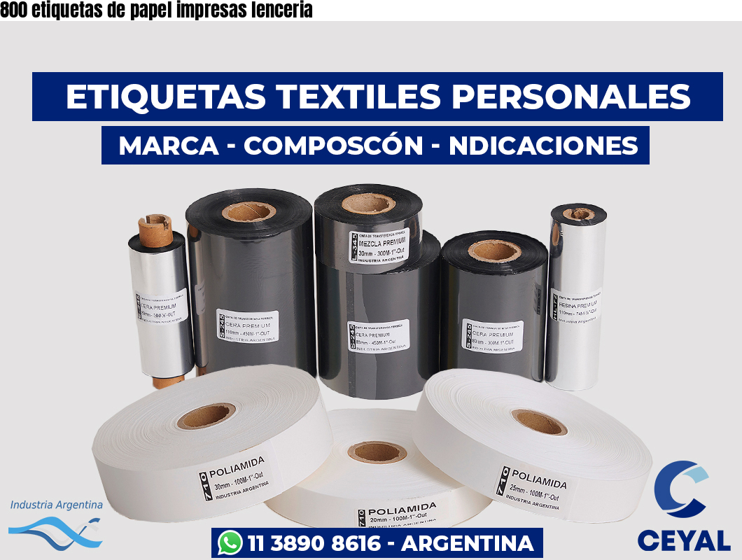 800 etiquetas de papel impresas lenceria