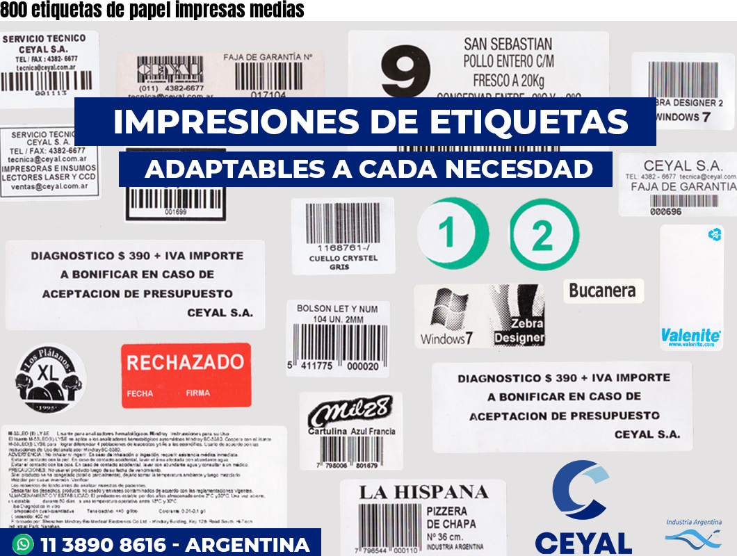 800 etiquetas de papel impresas medias