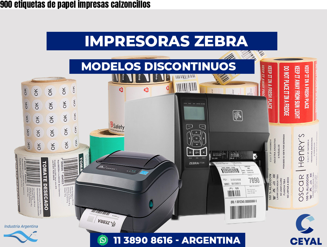 900 etiquetas de papel impresas calzoncillos