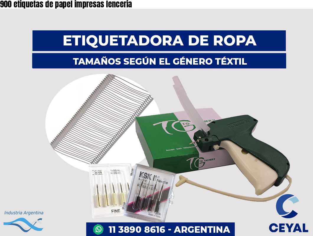 900 etiquetas de papel impresas lenceria