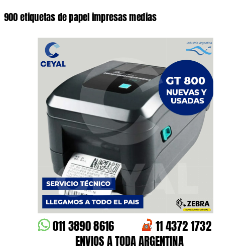 900 etiquetas de papel impresas medias