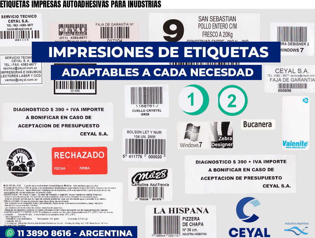 ETIQUETAS IMPRESAS AUTOADHESIVAS PARA INUDSTRIAS