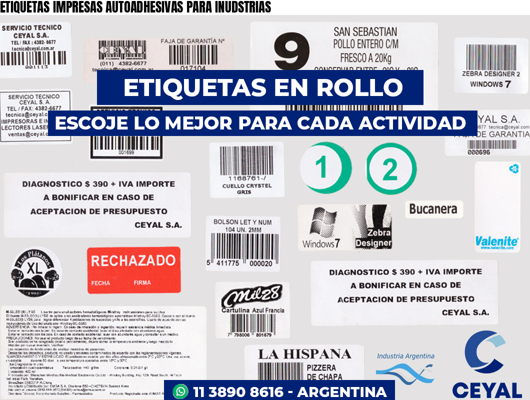 ETIQUETAS IMPRESAS AUTOADHESIVAS PARA INUDSTRIAS