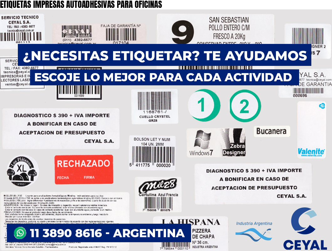 ETIQUETAS IMPRESAS AUTOADHESIVAS PARA OFICINAS