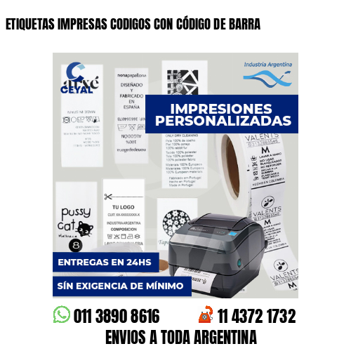 ETIQUETAS IMPRESAS CODIGOS CON CÓDIGO DE BARRA