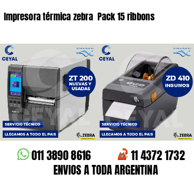 Impresora térmica zebra Pack 15 ribbons