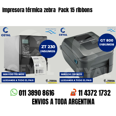 Impresora térmica zebra  Pack 15 ribbons