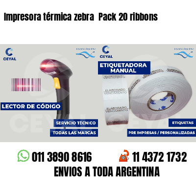 Impresora térmica zebra  Pack 20 ribbons