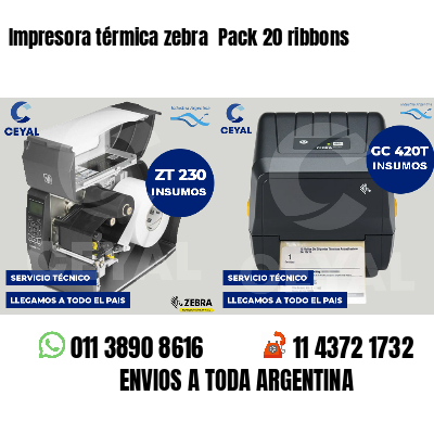 Impresora térmica zebra Pack 20 ribbons