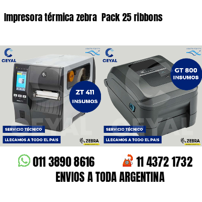 Impresora térmica zebra  Pack 25 ribbons