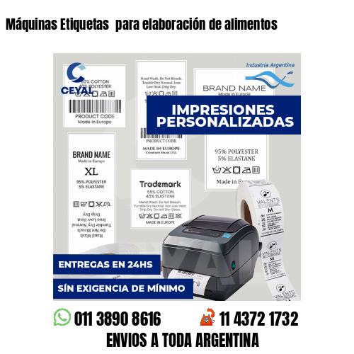 Máquinas Etiquetas  para elaboración de alimentos