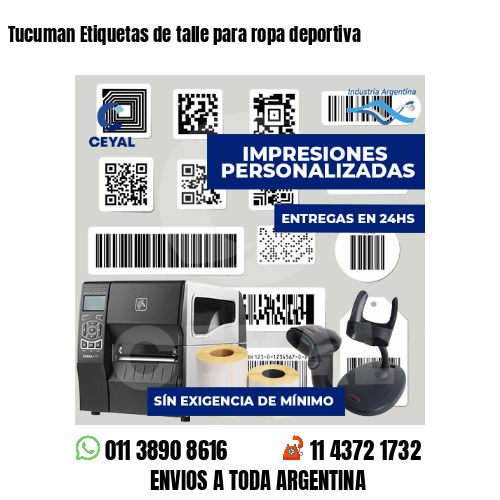 Tucuman Etiquetas de talle para ropa deportiva