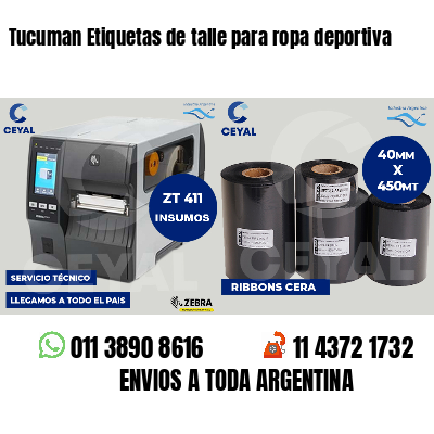 Tucuman Etiquetas de talle para ropa deportiva