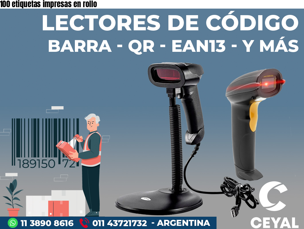 100 etiquetas impresas en rollo