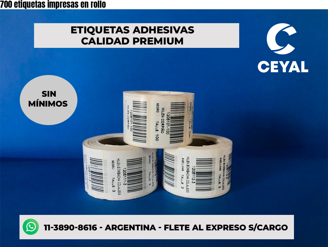700 etiquetas impresas en rollo