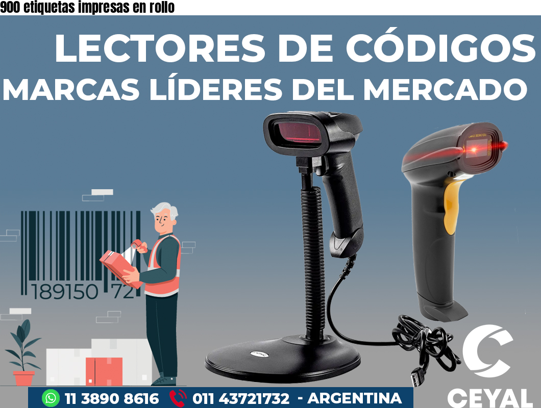 900 etiquetas impresas en rollo