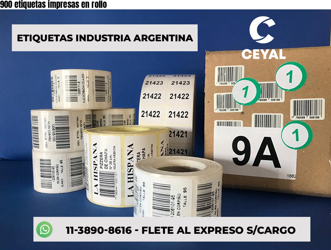 900 etiquetas impresas en rollo
