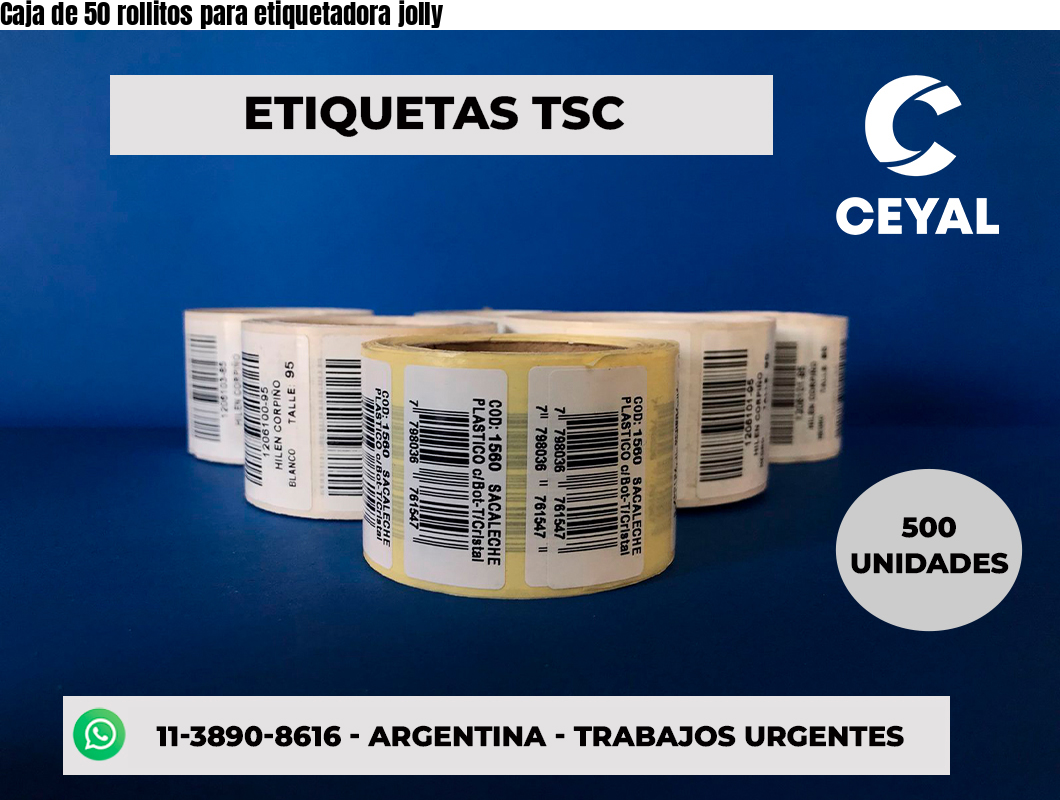 Caja de 50 rollitos para etiquetadora jolly